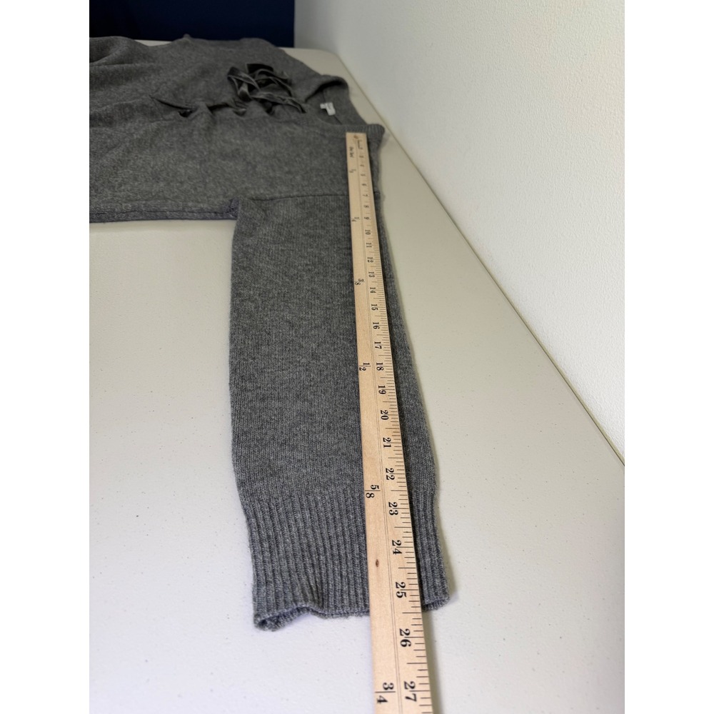 Rails Women's Olivia Ash Grey Wool Cashmere Blend Lace Up Ribbon Sweater Size S - Picture 11 of 11